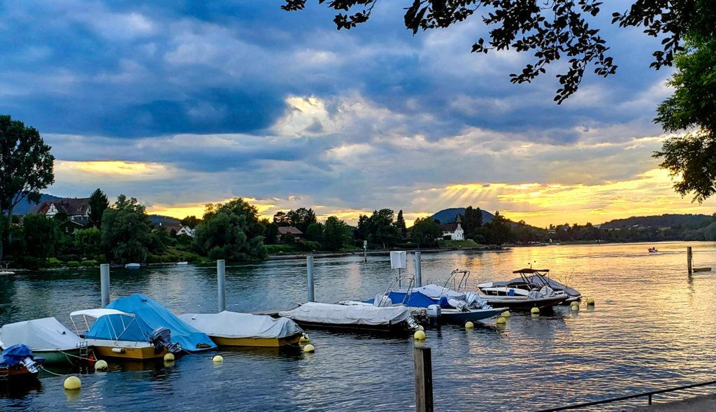 9-August-2019 The marina at Stein am Rhein at sunset